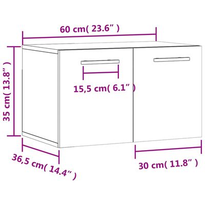 vidaXL Wall Cabinet Grey Sonoma 60x36.5x35 cm Engineered Wood