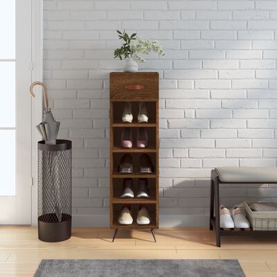 vidaXL Shoe Cabinet Brown Oak 30x35x105 cm Engineered Wood