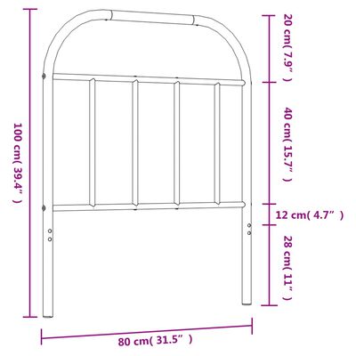 vidaXL Metal Headboard Black 75 cm