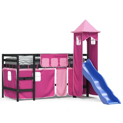 vidaXL Kids' Loft Bed with Tower without Mattress Pink 90x190 cm Single