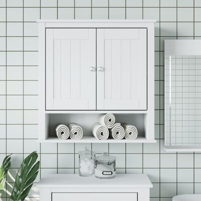 vidaXL Bathroom Wall Cabinet BERG White 69.5x27x71.5 cm Solid Wood