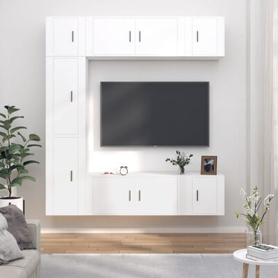 vidaXL 7 Piece TV Cabinet Set White Engineered Wood