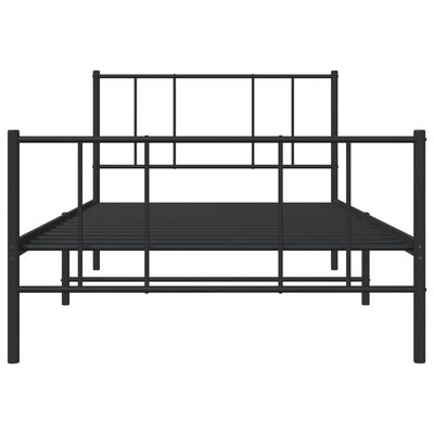 vidaXL Metal Bed Frame without Mattress with Footboard Black 90x190 cm Single