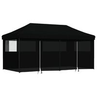vidaXL Foldable Party Tent Pop-Up with 4 Sidewalls Black