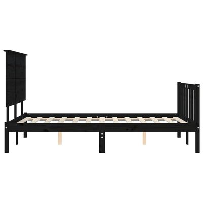 vidaXL Bed Frame without Mattress Black 140x200 cm Solid Wood Pine