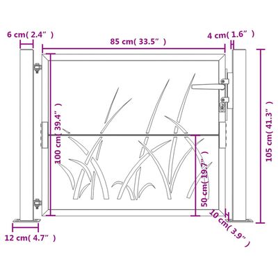 vidaXL Garden Gate Anthracite 105x105 cm Steel Grass Design