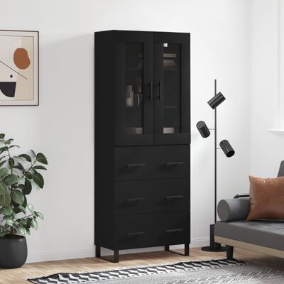 vidaXL Highboard Black 69.5x34x180 cm Engineered Wood