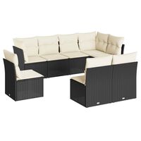 vidaXL 8 Piece Garden Sofa Set with Cushions Black Poly Rattan