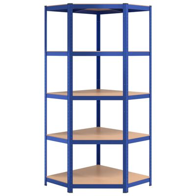 vidaXL 5-Layer Shelves 4 pcs Blue Steel&Engineered Wood