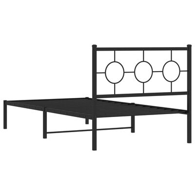 vidaXL Metal Bed Frame without Mattress with Headboard Black 100x190 cm