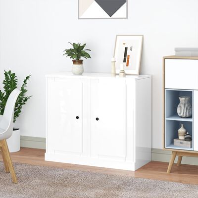 vidaXL Sideboards 2 pcs High Gloss White 37.5x35.5x67.5 cm Engineered Wood