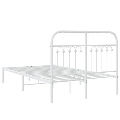 vidaXL Metal Bed Frame without Mattress with Headboard White 120x190 cm Small Double