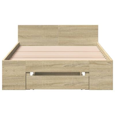 vidaXL Bed Frame with Drawer without Mattress Sonoma Oak 90x190 cm Single