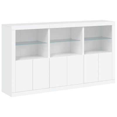 vidaXL Sideboard with LED Lights White 181.5x37x100 cm