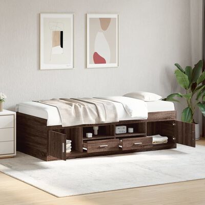 vidaXL Daybed with Drawers without Mattress Brown Oak 75x190 cm Small Single