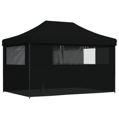 vidaXL Foldable Party Tent Pop-Up with 4 Sidewalls Black