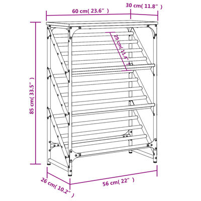 vidaXL Shoe Rack Smoked Oak 60x30x85 cm Engineered Wood