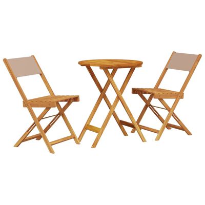 vidaXL 3 Piece Bistro Set Taupe Fabric and Solid Wood