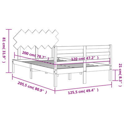 vidaXL Bed Frame without Mattress Black 120x200 cm Solid Wood