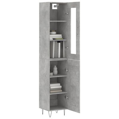 vidaXL Highboard Concrete Grey 34.5x34x180 cm Engineered Wood