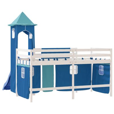 vidaXL Kids' Loft Bed with Tower Blue 80x200 cm Solid Wood Pine