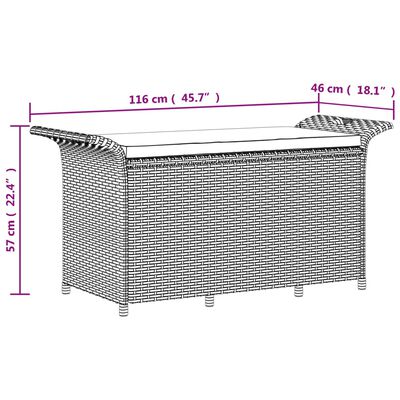 vidaXL Garden Bench with Cushion Grey 116x46x57 cm Poly Rattan