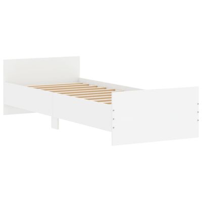 vidaXL Bed Frame without Mattress White 75x190 cm Small Single Engineered Wood