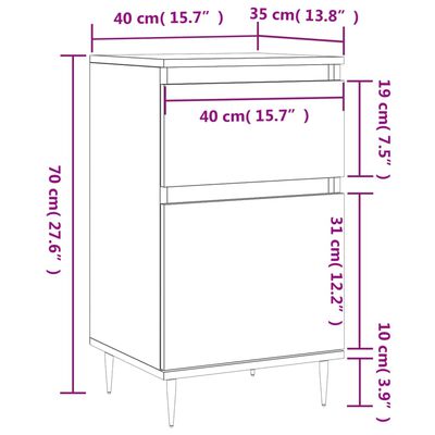 vidaXL Sideboard Concrete Grey 40x35x70 cm Engineered Wood