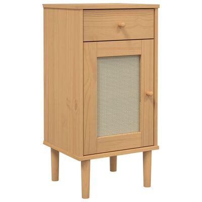 vidaXL Bedside Cabinet SENJA Rattan Look Brown 40x35x80 cm Solid Wood Pine