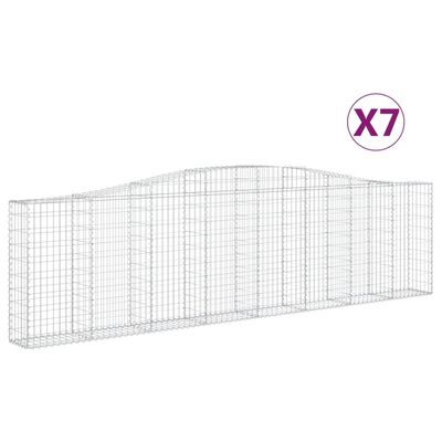 vidaXL Arched Gabion Baskets 7 pcs 400x30x100/120 cm Galvanised Iron