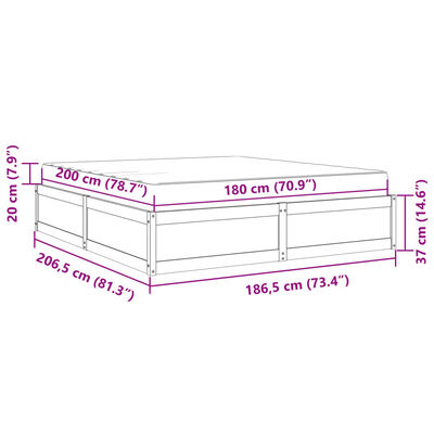 vidaXL Bed with Mattress White 180x200 cm Super King Solid Wood Pine