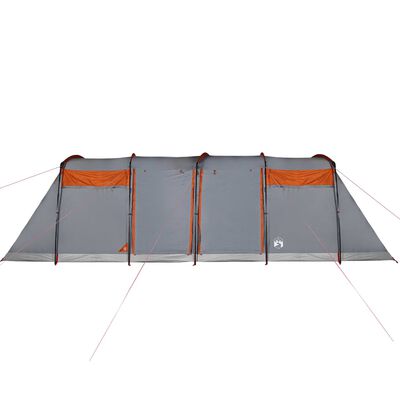 vidaXL Family Tent Tunnel 8-Person Grey and Orange Waterproof