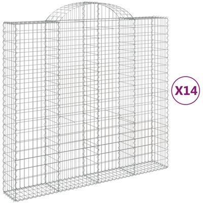 vidaXL Arched Gabion Baskets 14 pcs 200x50x180/200 cm Galvanised Iron