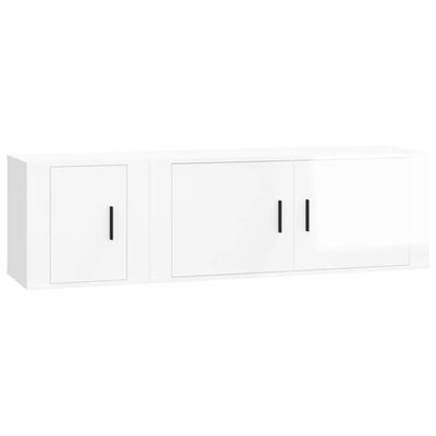 vidaXL 2 Piece TV Cabinet Set High Gloss White Engineered Wood