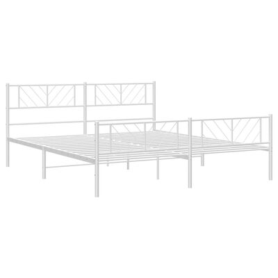 vidaXL Metal Bed Frame without Mattress with Footboard White 180x200 cm Super King