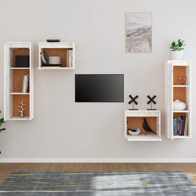 vidaXL TV Cabinets 4 pcs White Solid Wood Pine