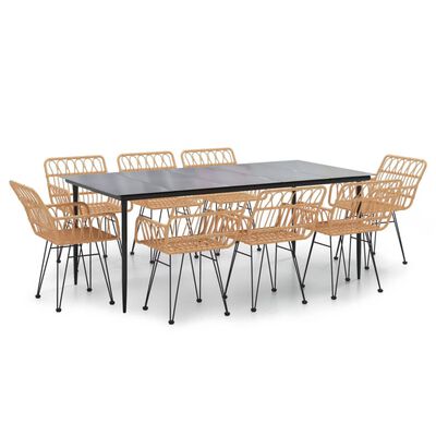 vidaXL 9 Piece Garden Dining Set Poly Rattan