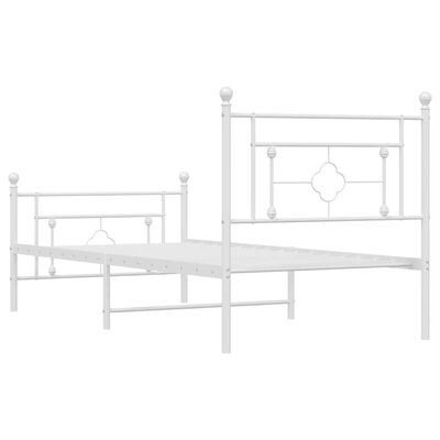 vidaXL Metal Bed Frame without Mattress with Footboard White 100x200 cm