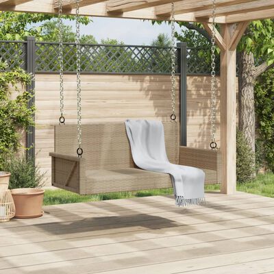 vidaXL Swing Bench Beige 119x56x48 cm Poly Rattan