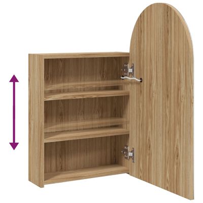 vidaXL Bathroom Mirror Cabinet with LED Light Arched Oak 42x13x70 cm