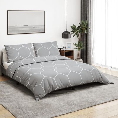 vidaXL Duvet Cover Set Grey 200x200 cm Cotton