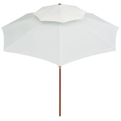 vidaXL Double Decker Garden Parasol 270x270 cm Wooden Pole Cream White