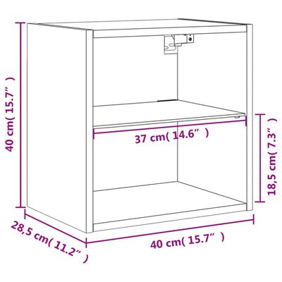 vidaXL Bedside Cabinets with LED Lights Wall-mounted 2 pcs Grey Sonoma