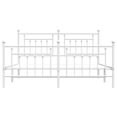 vidaXL Metal Bed Frame without Mattress with Footboard White 180x200 cm Super King