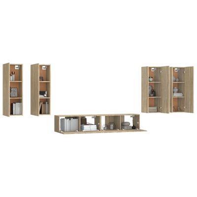 vidaXL 6 Piece TV Cabinet Set Sonoma Oak Engineered Wood