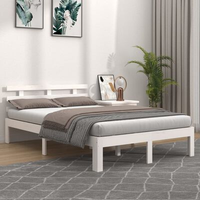 vidaXL Bed Frame without Mattress White Solid Wood 160x200 cm