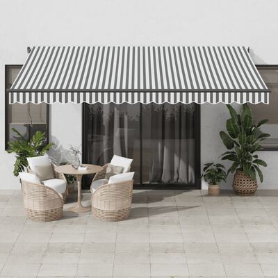 vidaXL Automatic Retractable Awning with LEDs Anthracite&White 450x350 cm