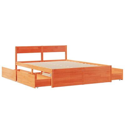 vidaXL Bed Frame without Mattress Wax Brown 140x200 cm Solid Wood Pine