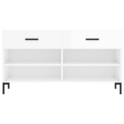 vidaXL Shoe Bench High Gloss White 102x35x55 cm Engineered Wood