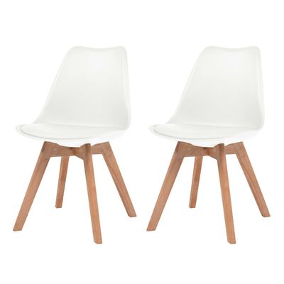 vidaXL Dining Chairs 2 pcs White Plastic